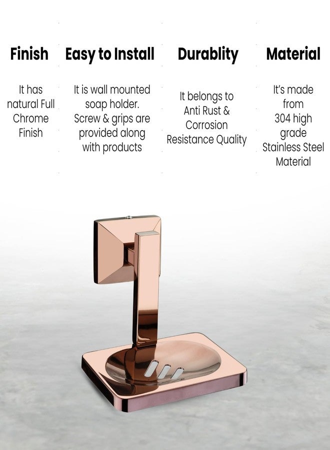 LUXIUR Soap Stand for Bathroom and Kitchen Sink, 304 Stainless Steel Soap Case for Wall Mount, Soap Dish, Soap Holder, Rose Gold - Image 2